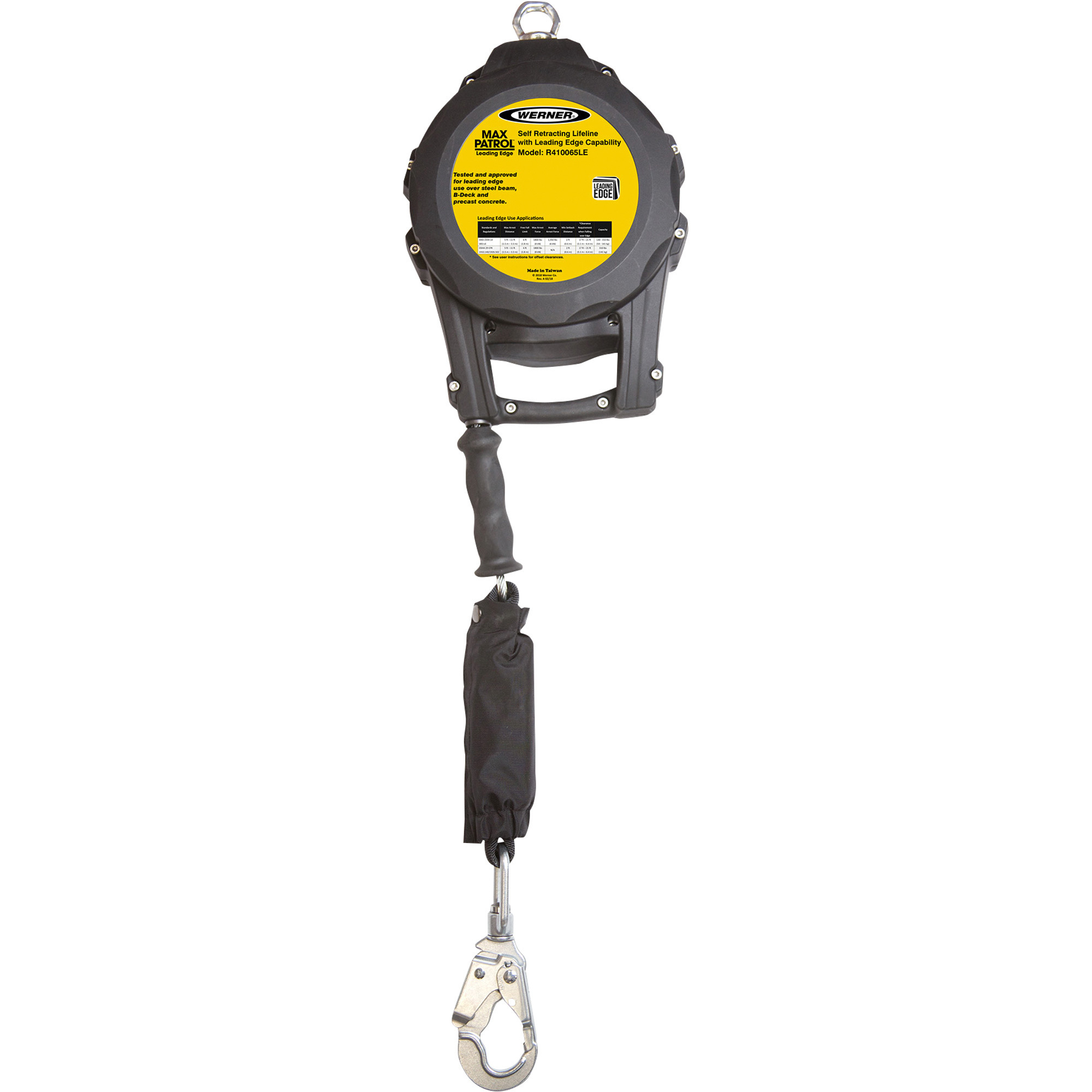 Werner Max Patrol Self-Retracting Lifeline, 3/16in. x 64in.L, Model# R410065LE